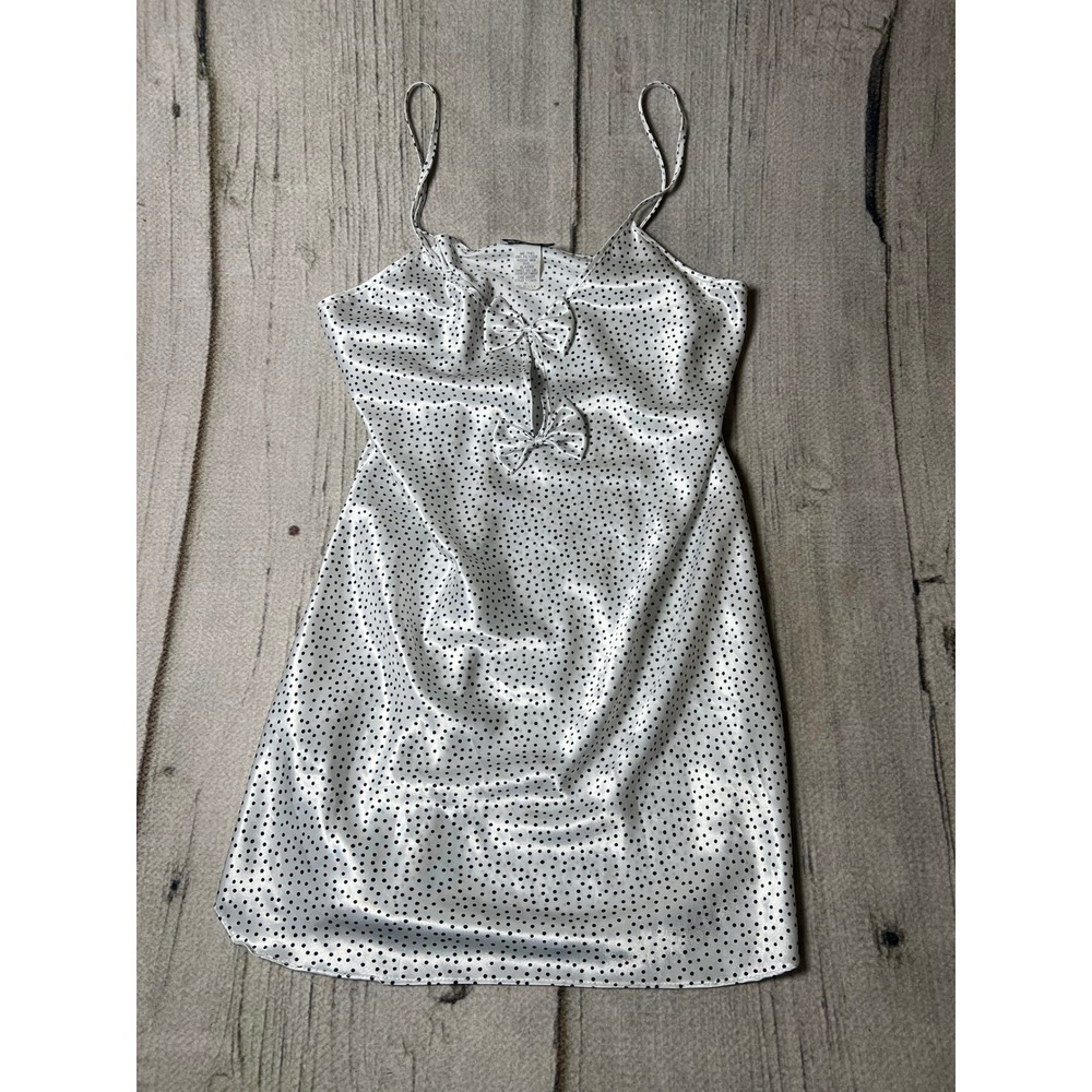 Intimate Affair Vintage Slip Dress Womens Medium White Polka Dot Coquette Boho